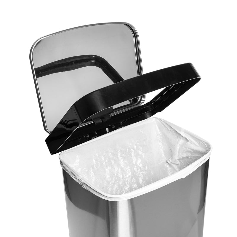 Honey-Can-Do 13 gal Black/Silver Stainless Steel Square Trash Can