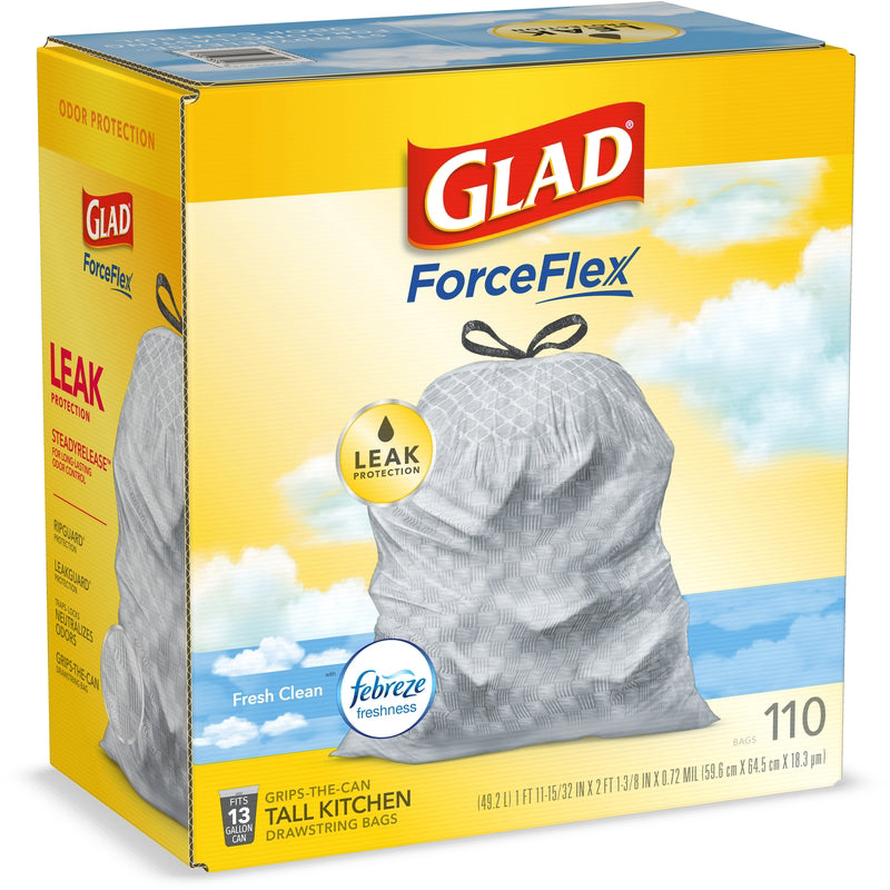 Glad Force Flex 13 gal Fresh Scent Tall Kitchen Bags Drawstring 110 pk 0.72 mil