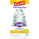 Glad Force Flex Plus 13 gal Lemon Scent Tall Kitchen Bags Drawstring 34 pk 0.82 mil