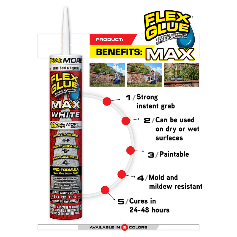 Flex Seal Family of Products Flex Glue MAX Extra Strength Rubber Adhesive 28 oz