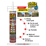 Flex Seal Family of Products Flex Glue MAX Extra Strength Rubber Adhesive 28 oz