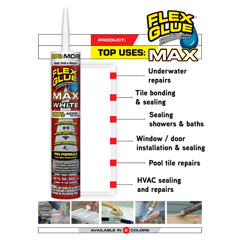 Flex Seal Family of Products Flex Glue MAX Extra Strength Rubber Adhesive 28 oz