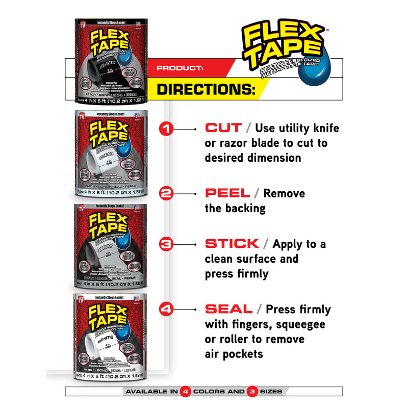 Flex Seal Family of Products Flex Tape MAX 4 in. W X 25 ft. L Clear Waterproof Repair Tape