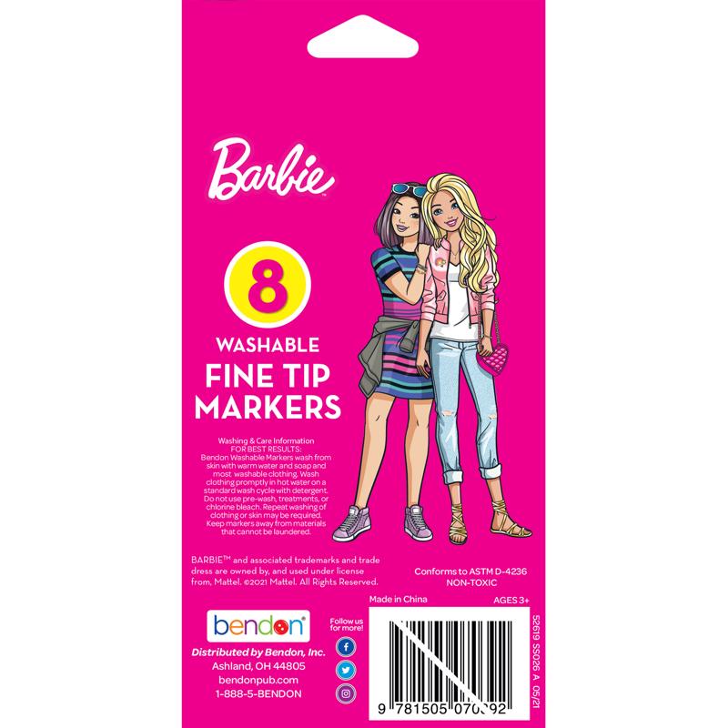 Bendon Barbie Fine Tip Marker 8 pk