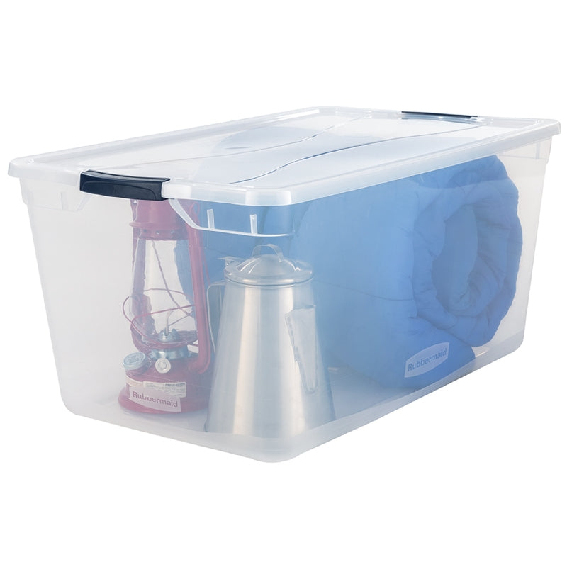 Rubbermaid Cleverstore 95 qt Blue/Clear Storage Tote 13.25 in. H X 17.75 in. W X 29 in. D Stackable