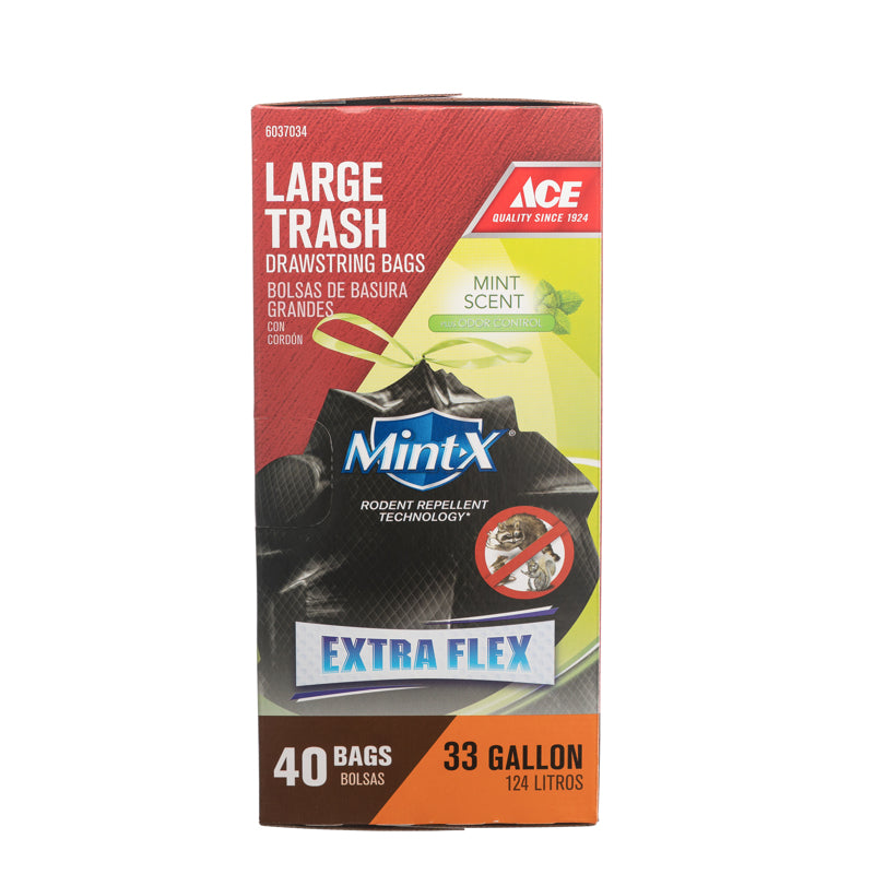 Ace Mint-X 33 gal Mint Scent Trash Bags Drawstring 40 pk 1.05 mil