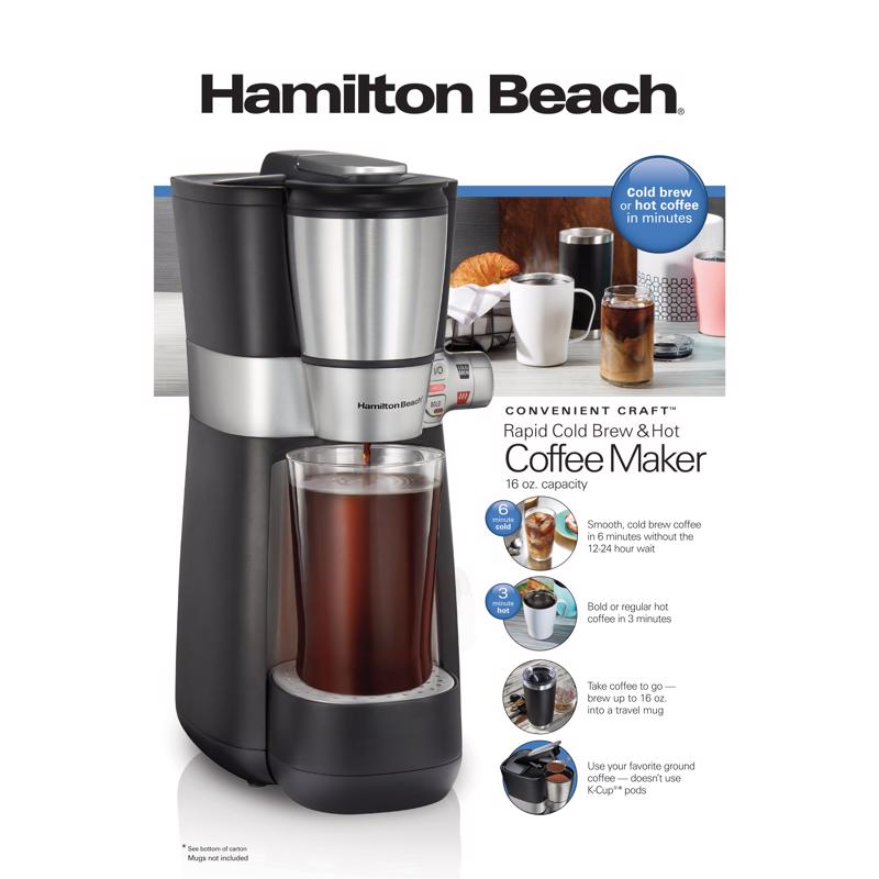 Hamilton Beach 16 oz Black/Silver Cold Brew/Hot Coffee Maker