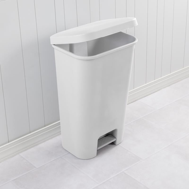 Sterilite StepOn 11.9 gal White Polypropylene Contemporary Automatic Touchless Wastebasket