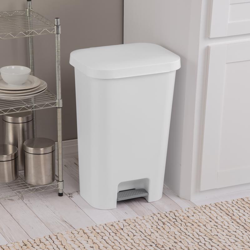 Sterilite StepOn 11.9 gal White Polypropylene Contemporary Automatic Touchless Wastebasket