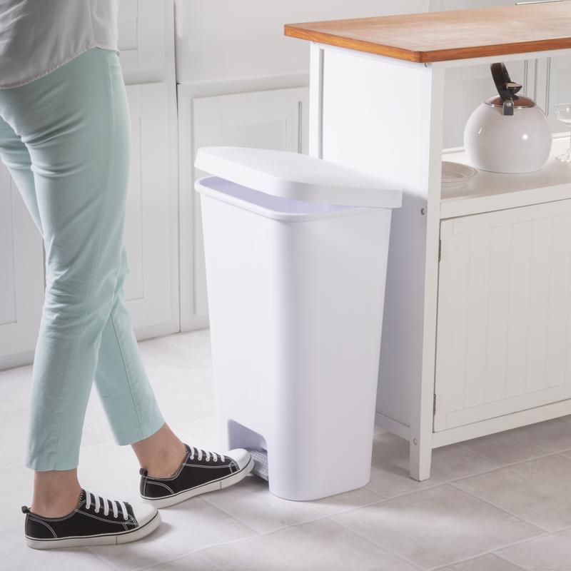 Sterilite StepOn 11.9 gal White Polypropylene Contemporary Automatic Touchless Wastebasket