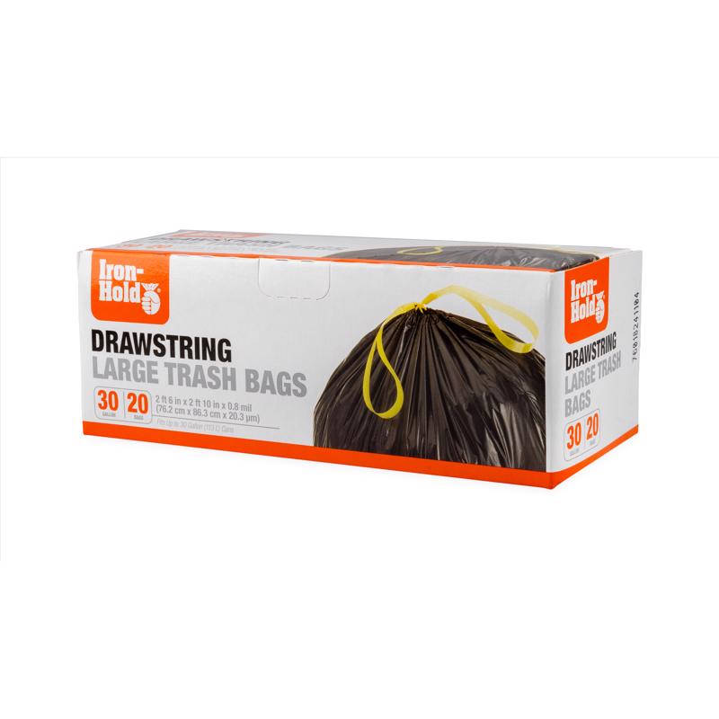 Iron-Hold 30 gal Trash Bags Drawstring 20 pk 0.8 mil