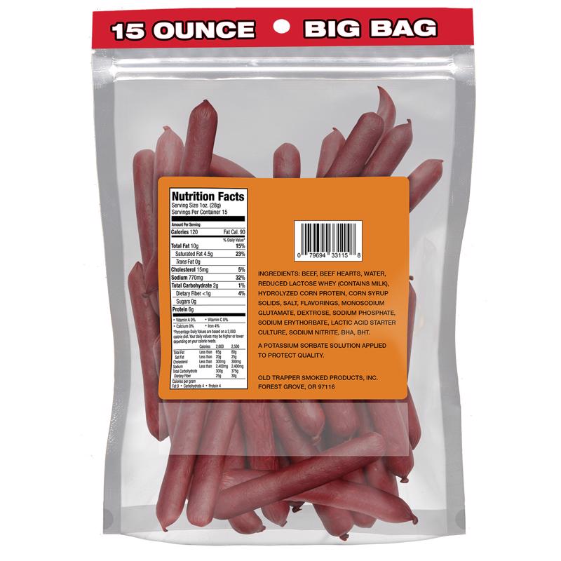 Old Trapper Original Beef Deli Sticks 15 oz Bagged