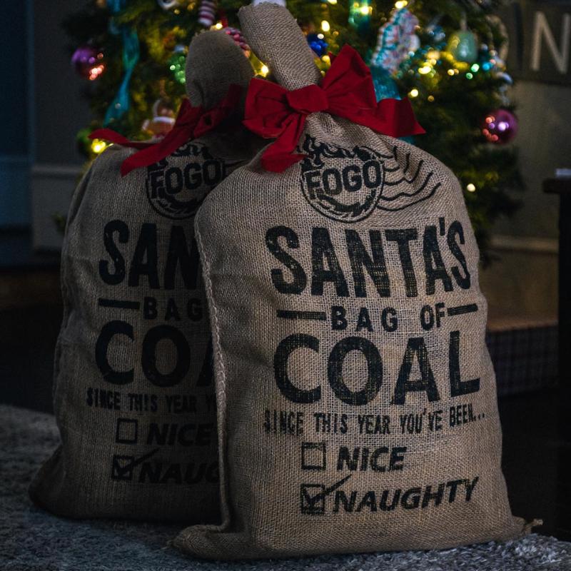 FOGO Brown Santa's Bag of Coal Gift Bag