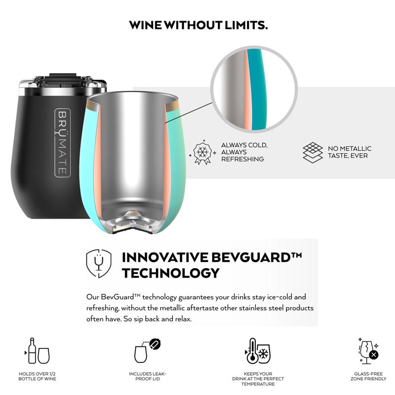 BruMate Uncork'd 14 oz Wine Carrara BPA Free Wine Tumbler