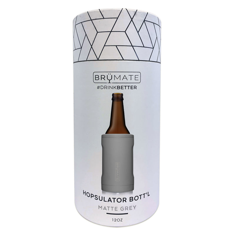 BruMate Hopsulator Bott'l 12 oz Bottle Matte Gray BPA Free Vacuum Insulated Bottle