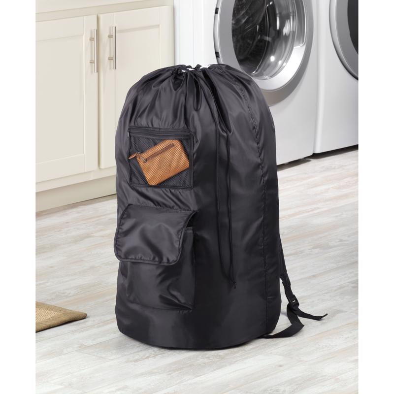 Whitmor Duraclean Black Polyester Collapsible Laundry Bag