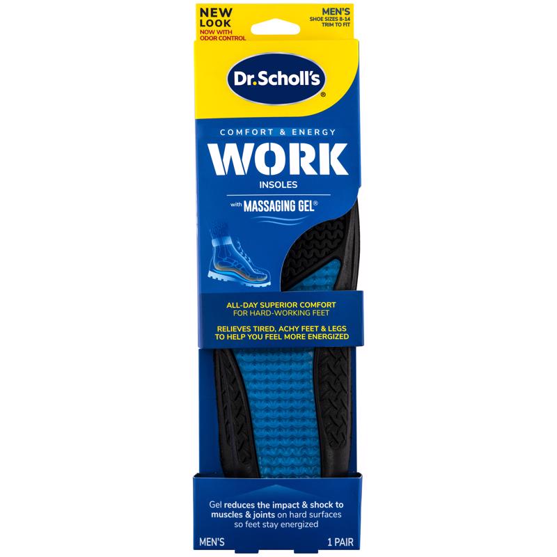 Dr Scholl's Work Massaging Gel Men's Insoles 8-14 Blue 1 pair