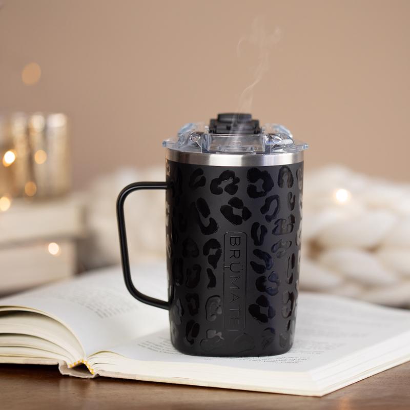 BruMate Toddy 16 oz Onyx Leopard BPA Free Vacuum Insulated Mug