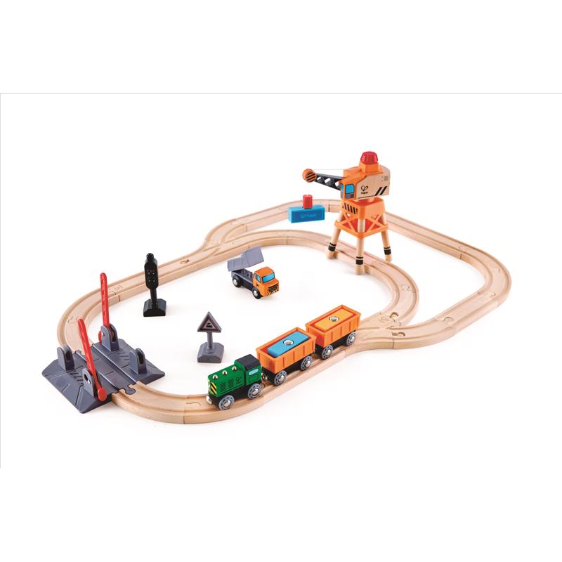 Hape Crossing And Crane Set Wood Multicolored 34 pc