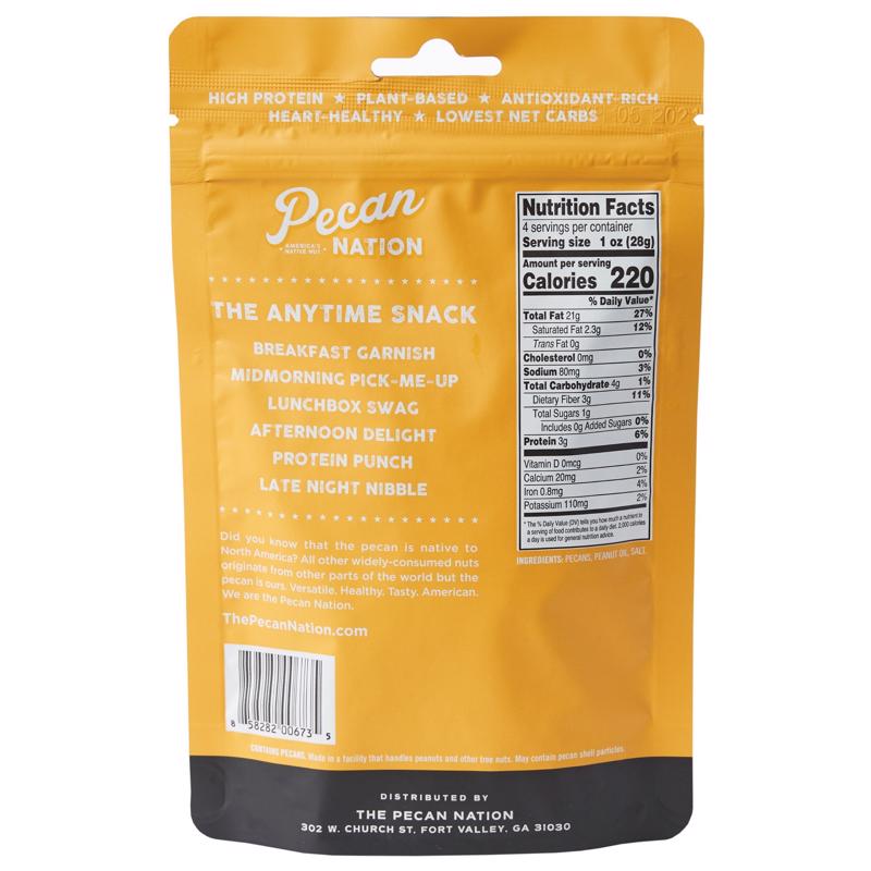 Pecan Nation Roasted Salted Pecans 4 oz Pouch