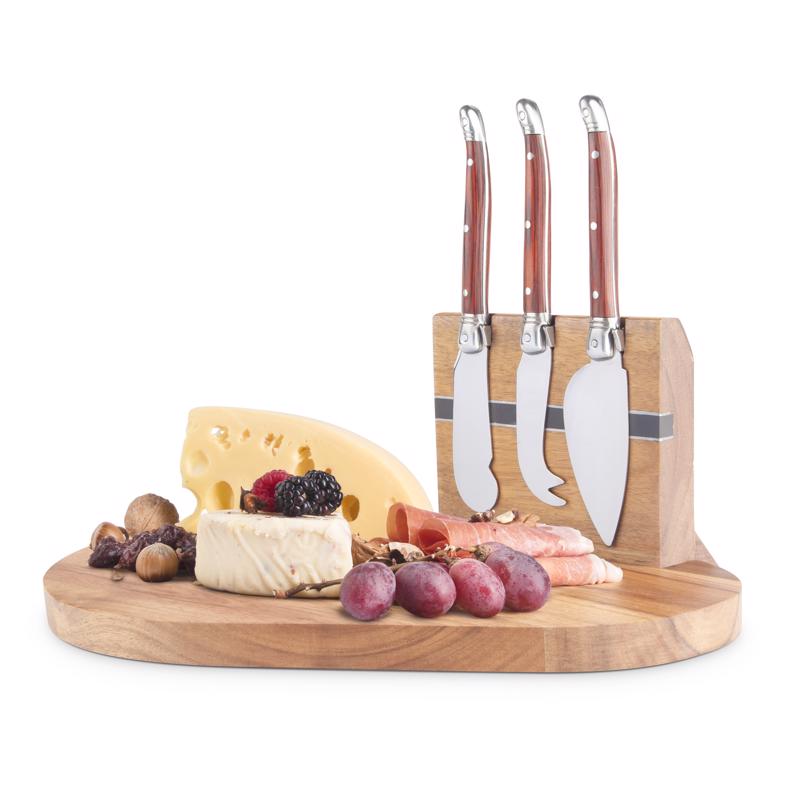 Final Touch 10 in. L X 7.3 in. W X 0.5 in. Wood Cheese Board with Slicer