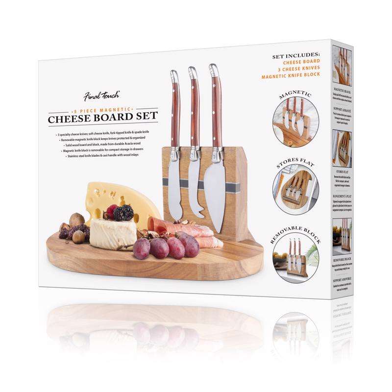 Final Touch 10 in. L X 7.3 in. W X 0.5 in. Wood Cheese Board with Slicer