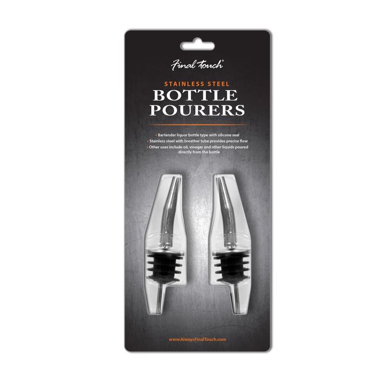 Final Touch Black/Silver Stainless Steel/Silicone Bottle Pourer