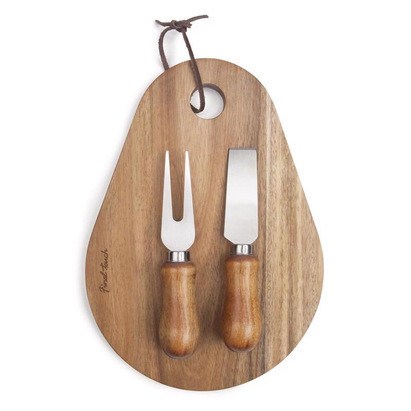 Final Touch 7 in. L X 7.5 in. W X 1.6 in. Acacia Wood Cheese Board with Slicer