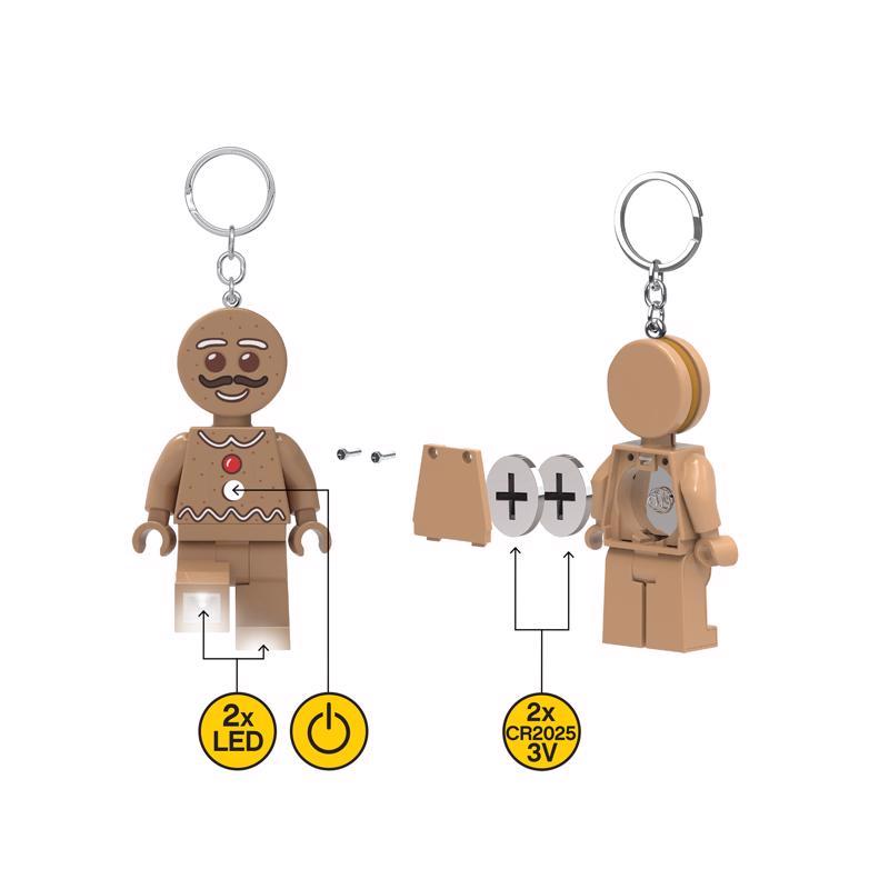 LEGO Classic Plastic Brown Gingerbread Man Keychain w/LED Light