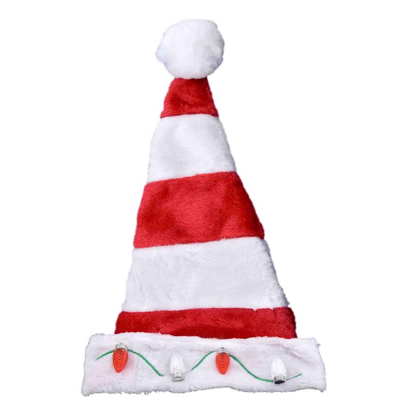Magic Seasons Candy Cane Santa LED Hat Plush 1 pk