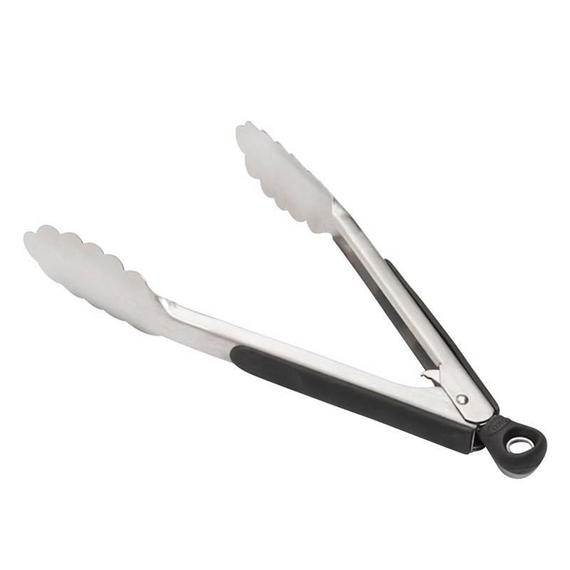 OXO Good Grips Silver/Black Stainless Steel Tongs