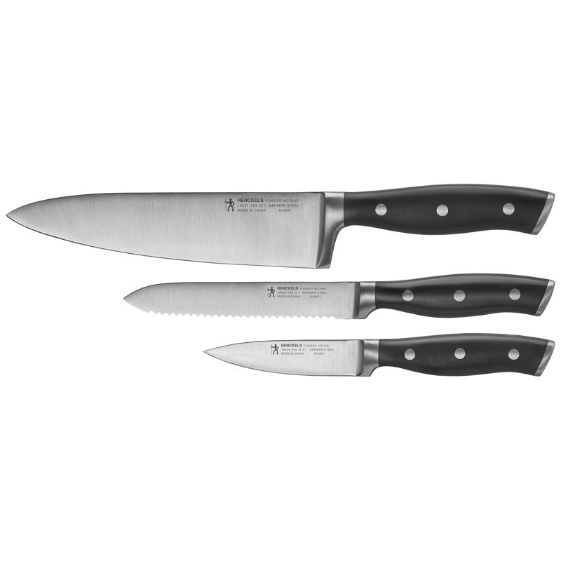 KNIFE SET BLK/SLVR 3 PC