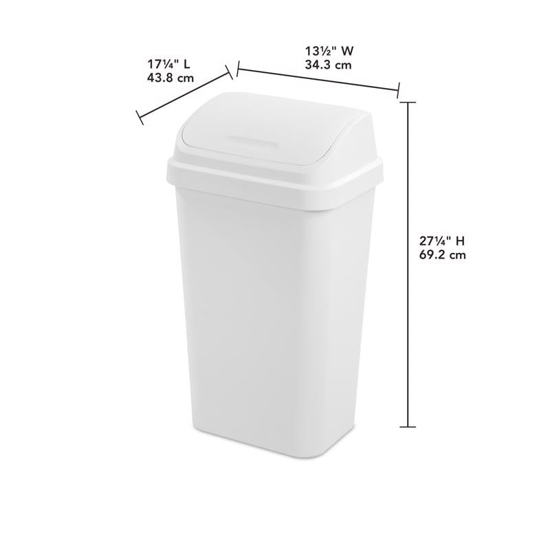 Sterilite SwingTop 13 gal White Polypropylene Trash Can