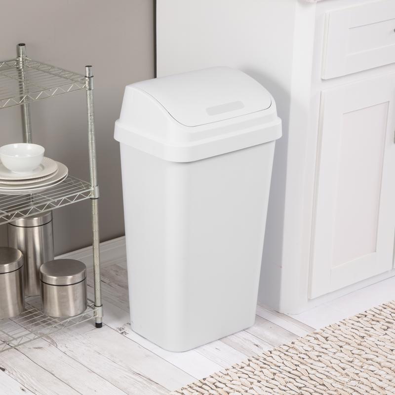 Sterilite SwingTop 13 gal White Polypropylene Trash Can