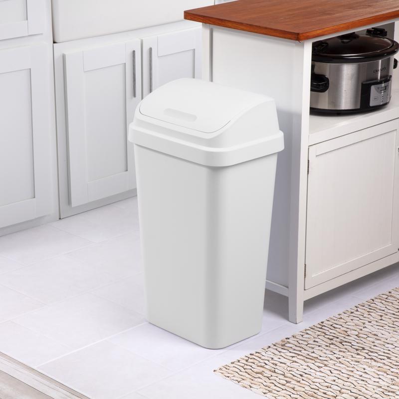 Sterilite SwingTop 13 gal White Polypropylene Trash Can