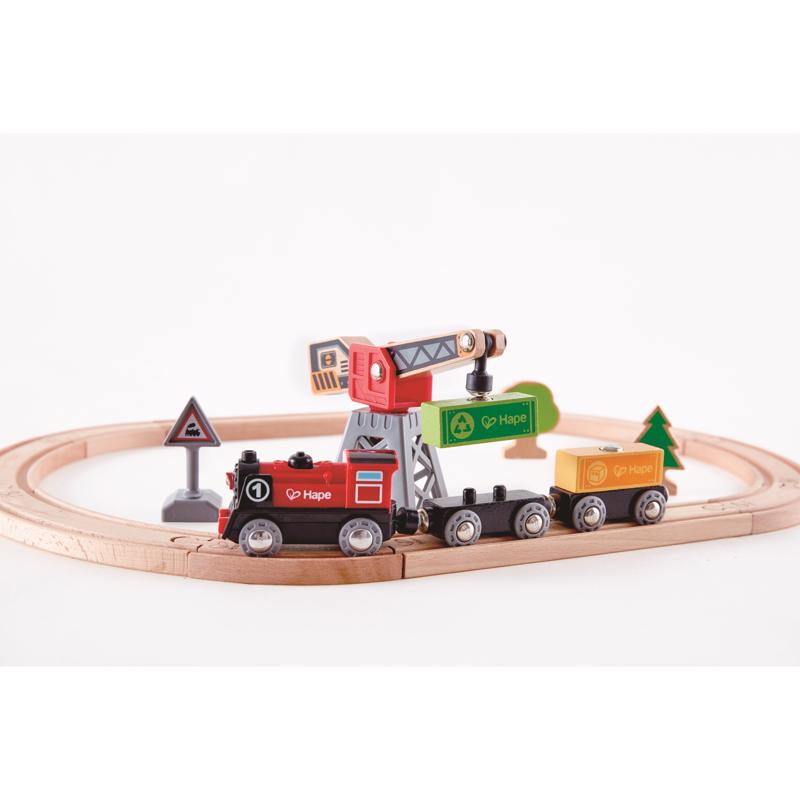 Hape Train Set Wood Assorted 19 pc