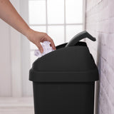 Sterilite 13 gal Black Plastic Wastebasket