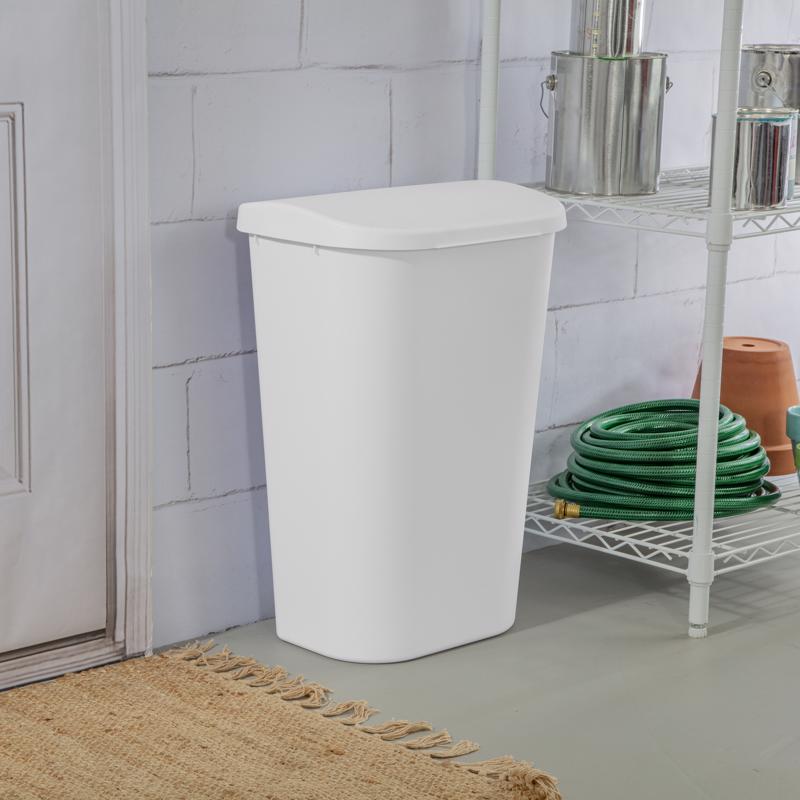 Sterilite 11.3 gal White Plastic D-Shape Wastebasket