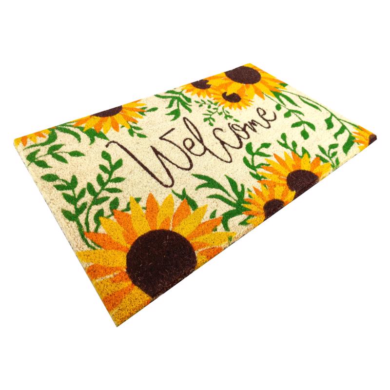 First Concept 18 in. W X 30 in. L Multicolored Welcome Sunflowers Coir Door Mat