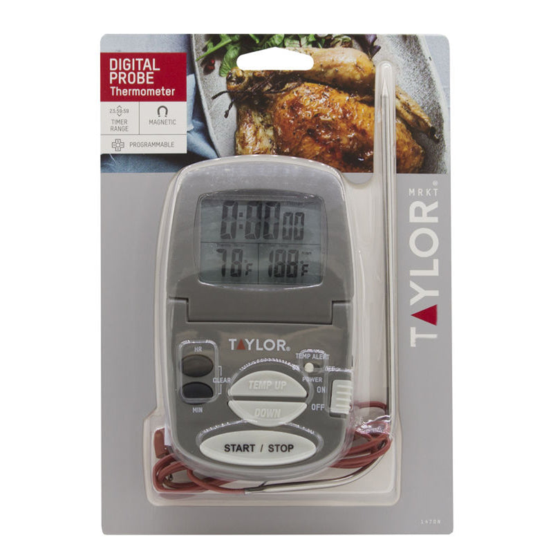 Taylor Instant Read Digital Probe Thermometer w/ Alarm & Timer