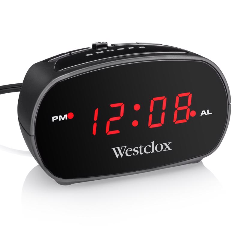 Westclox Black Alarm Clock Digital Plug-In