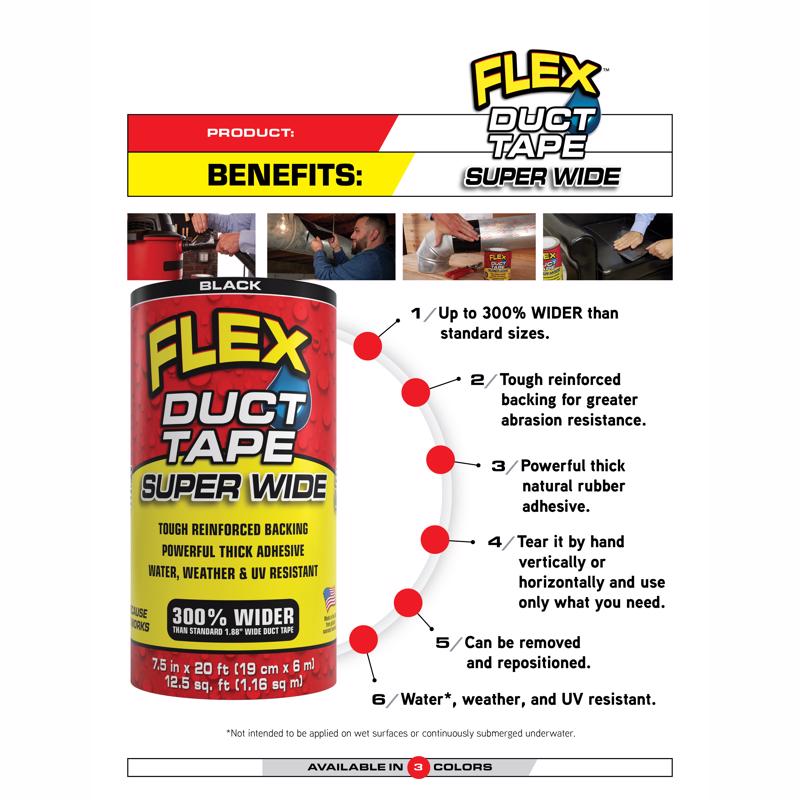 Flex Seal Family of Products Flex Super Wide Duct Tape 7.5 in. W X 20 ft. L Black Duct Tape