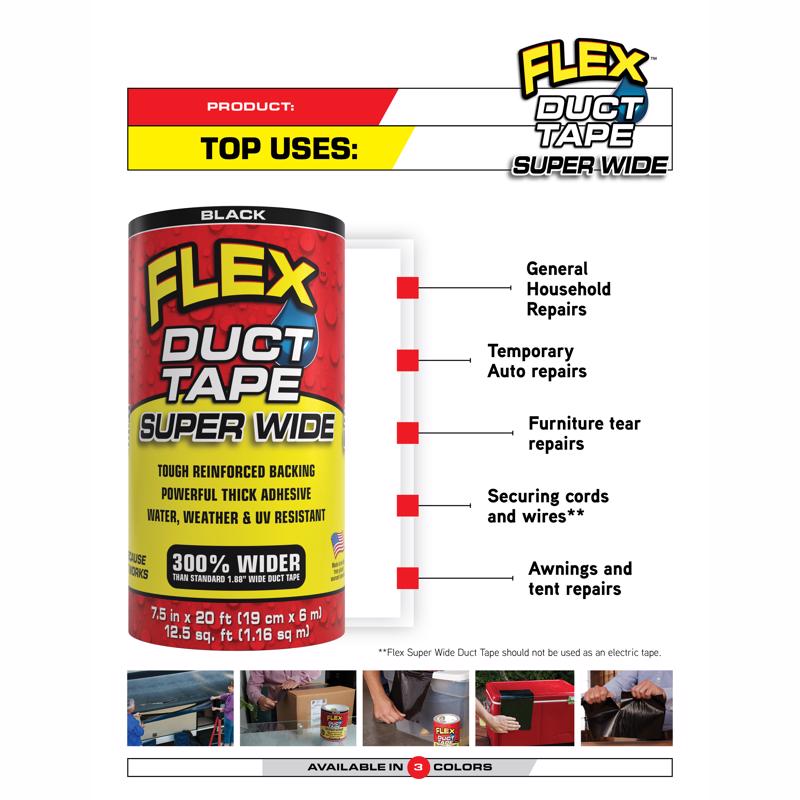 Flex Seal Family of Products Flex Super Wide Duct Tape 7.5 in. W X 20 ft. L Black Duct Tape