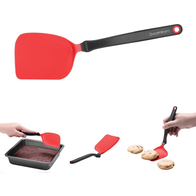 Dreamfarm Mini Chopula Non-Stick-Safe Super-Flexible Sit-Up Spatula with Strong Flat Edge to Separate Food - 9" Red