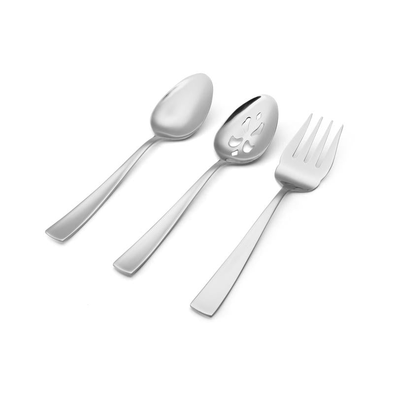 Pfaltzgraff Silver Stainless Steel serving set Fork and Spoon 3 pc