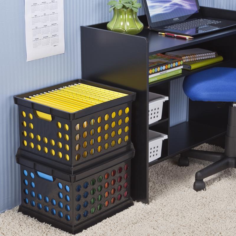 Sterilite Black Crate 10.62 in. H X 15.62 in. W X 13.75 in. D Stackable