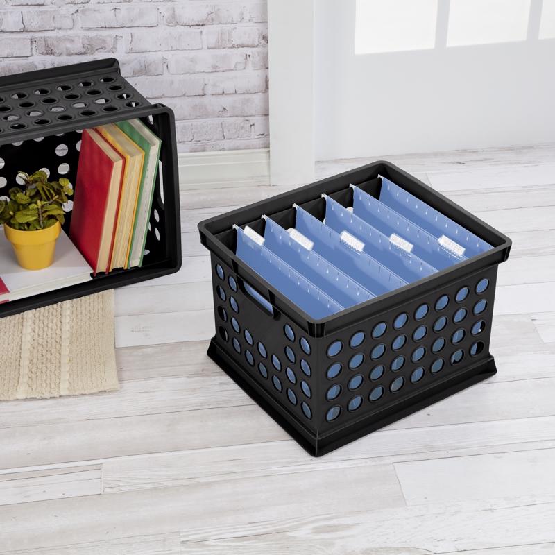 Sterilite Black Crate 10.62 in. H X 15.62 in. W X 13.75 in. D Stackable