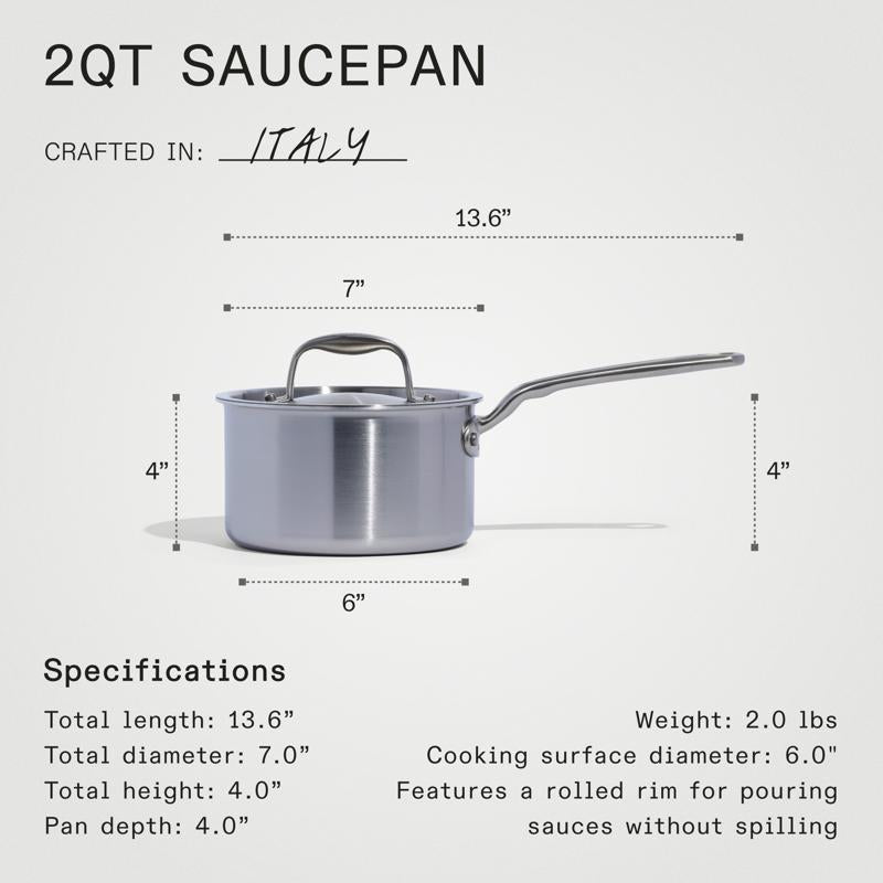 Made In Stainless Steel Saucepan 7 in. 2 qt Silver