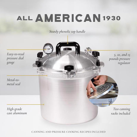 All American Aluminum Pressure Canner 21.5 qt Silver