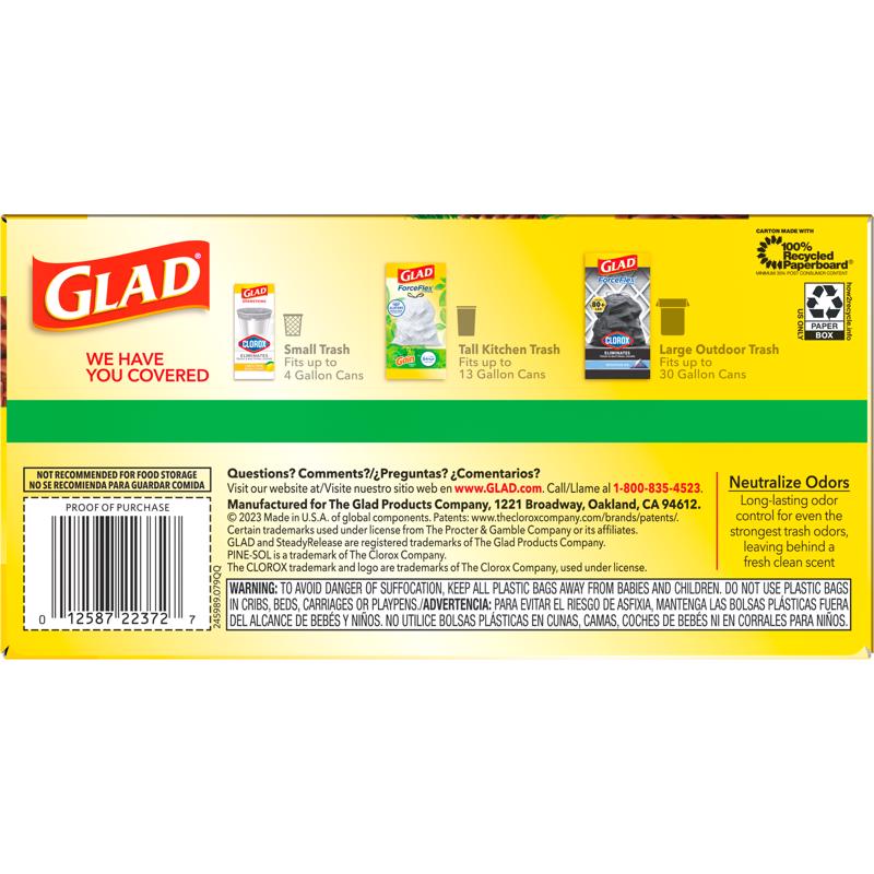 Glad ForceFlex 13 gal Pine Scent Kitchen Trash Bags Drawstring 40 pk 0.72 mil